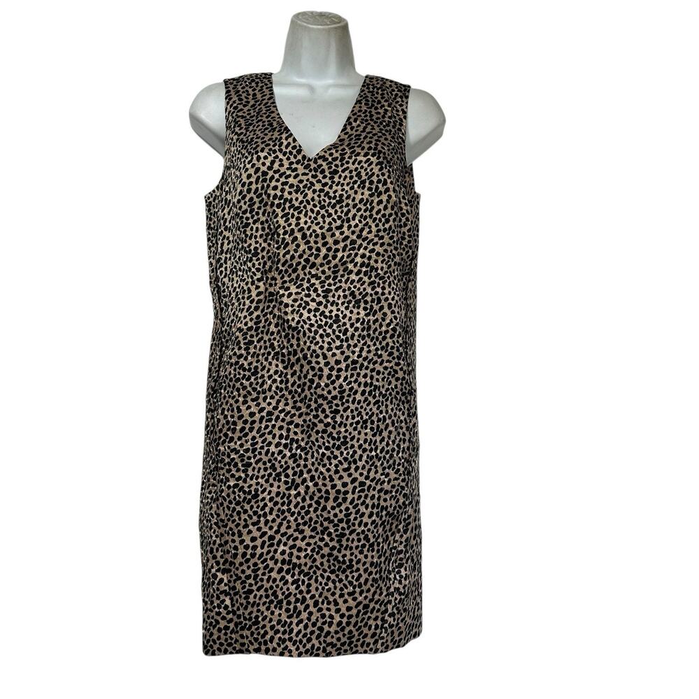 Ann Taylor Sheath Dress Small Sleeveless Leopard Print Animal Print Career S